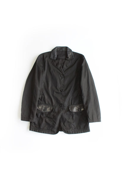 Prada FW 1994 black nylon & leather blazer