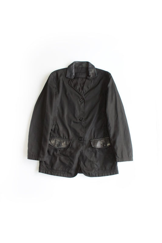 Prada FW 1994 black nylon & leather blazer