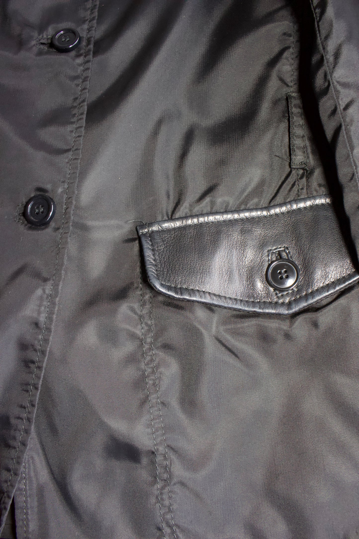 Prada FW 1994 black nylon & leather blazer