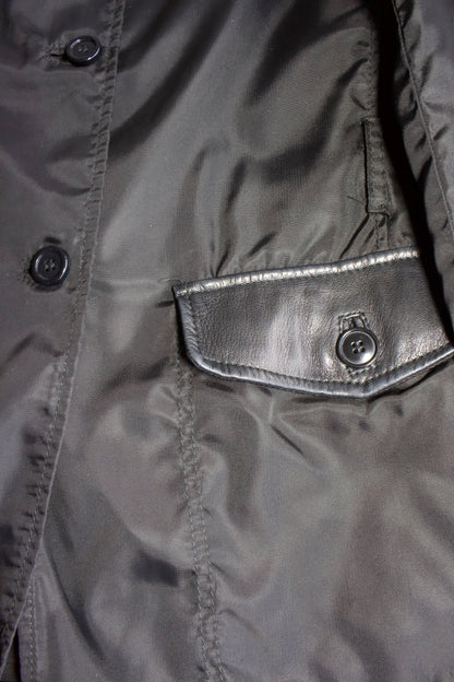 Prada FW 1994 black nylon & leather blazer