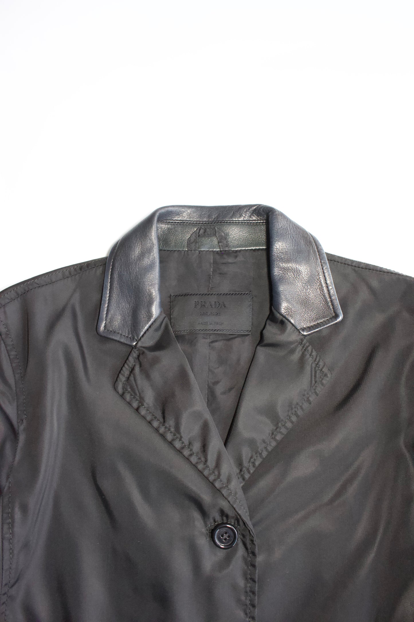 Prada FW 1994 black nylon & leather blazer