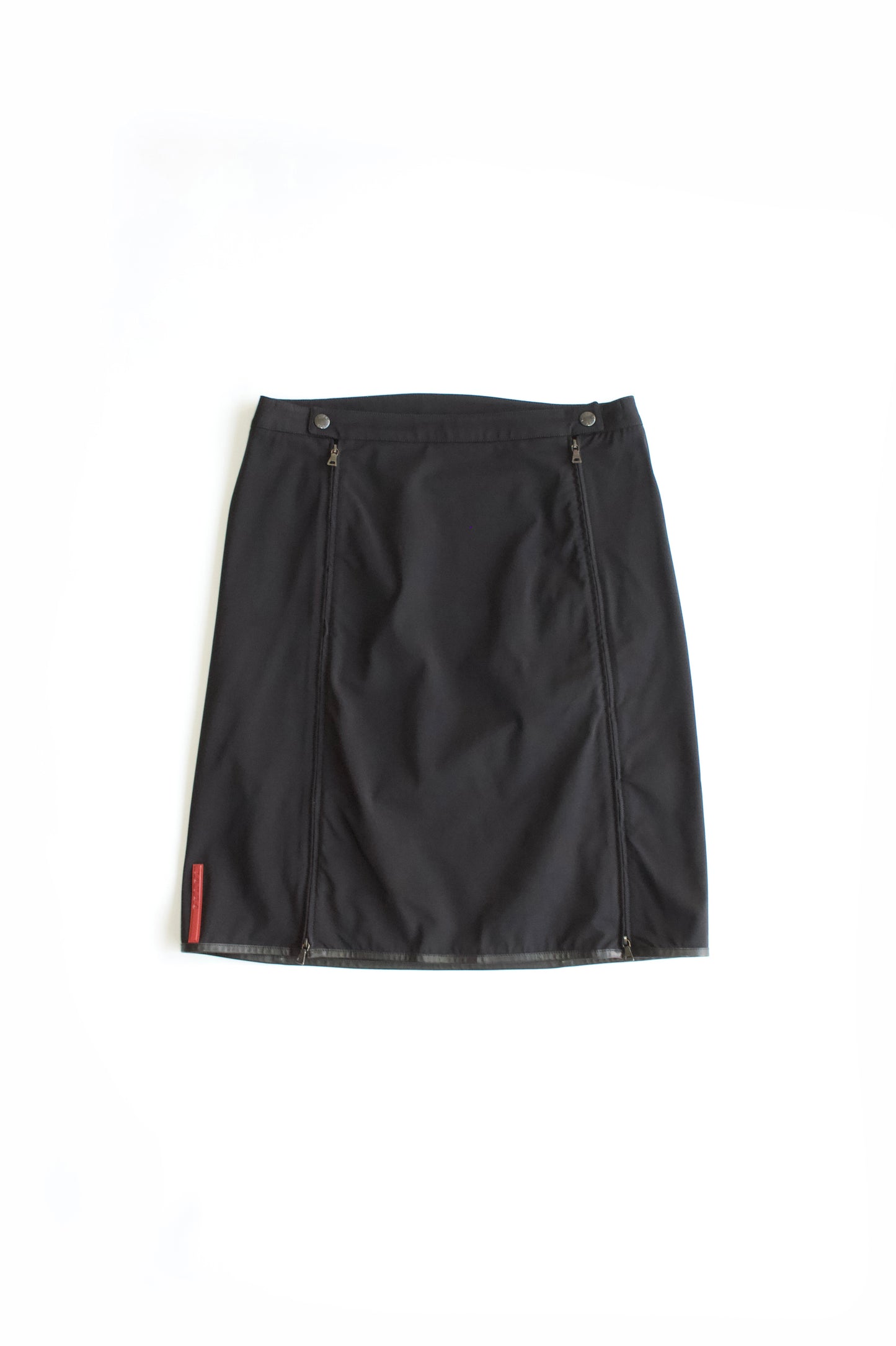 Prada 2000s black skirt with double zipper