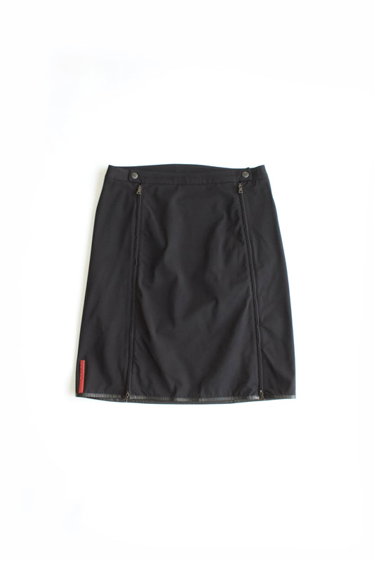 Prada 2000s black skirt with double zipper