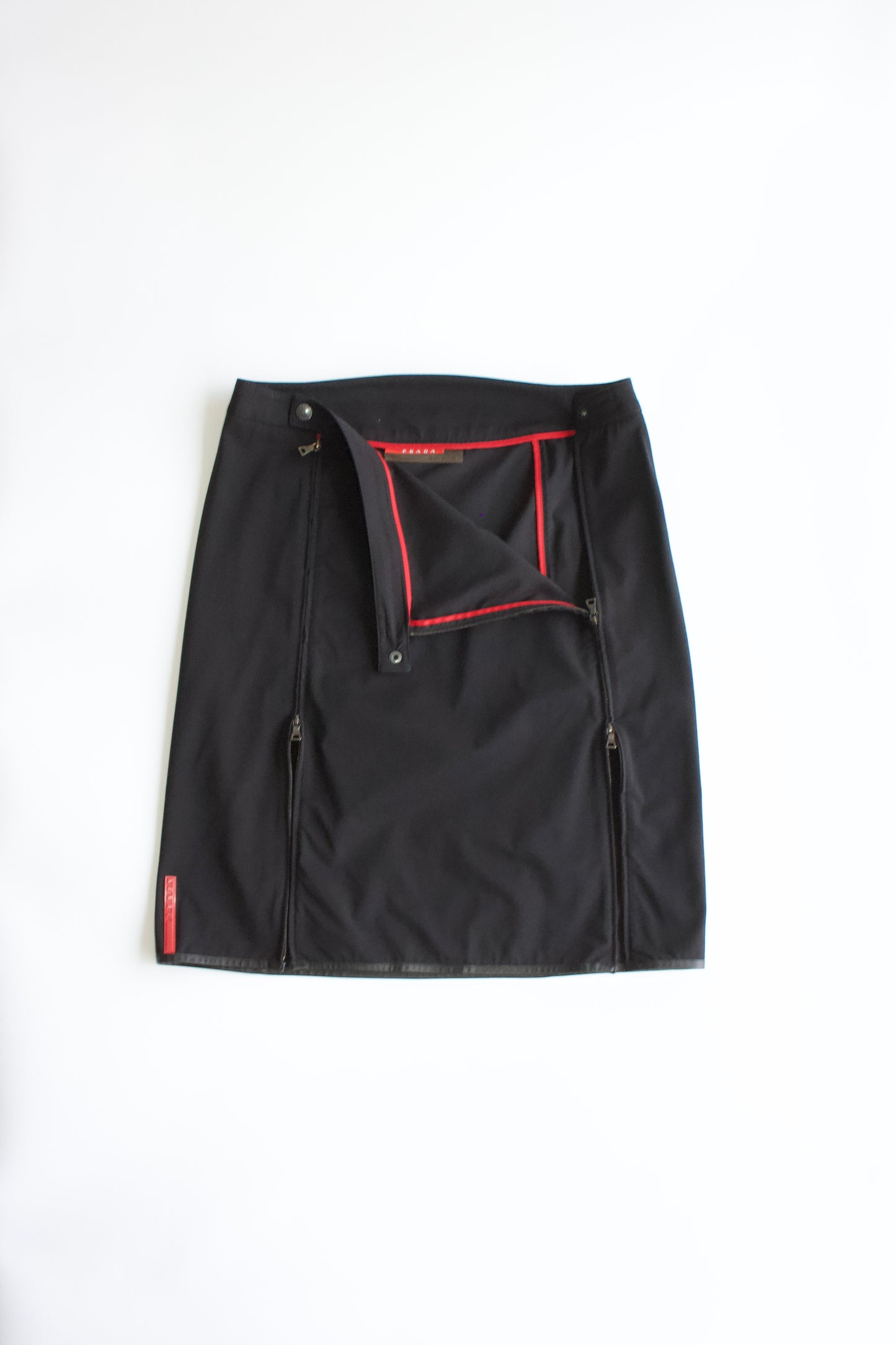 Prada 2000s black skirt with double zipper