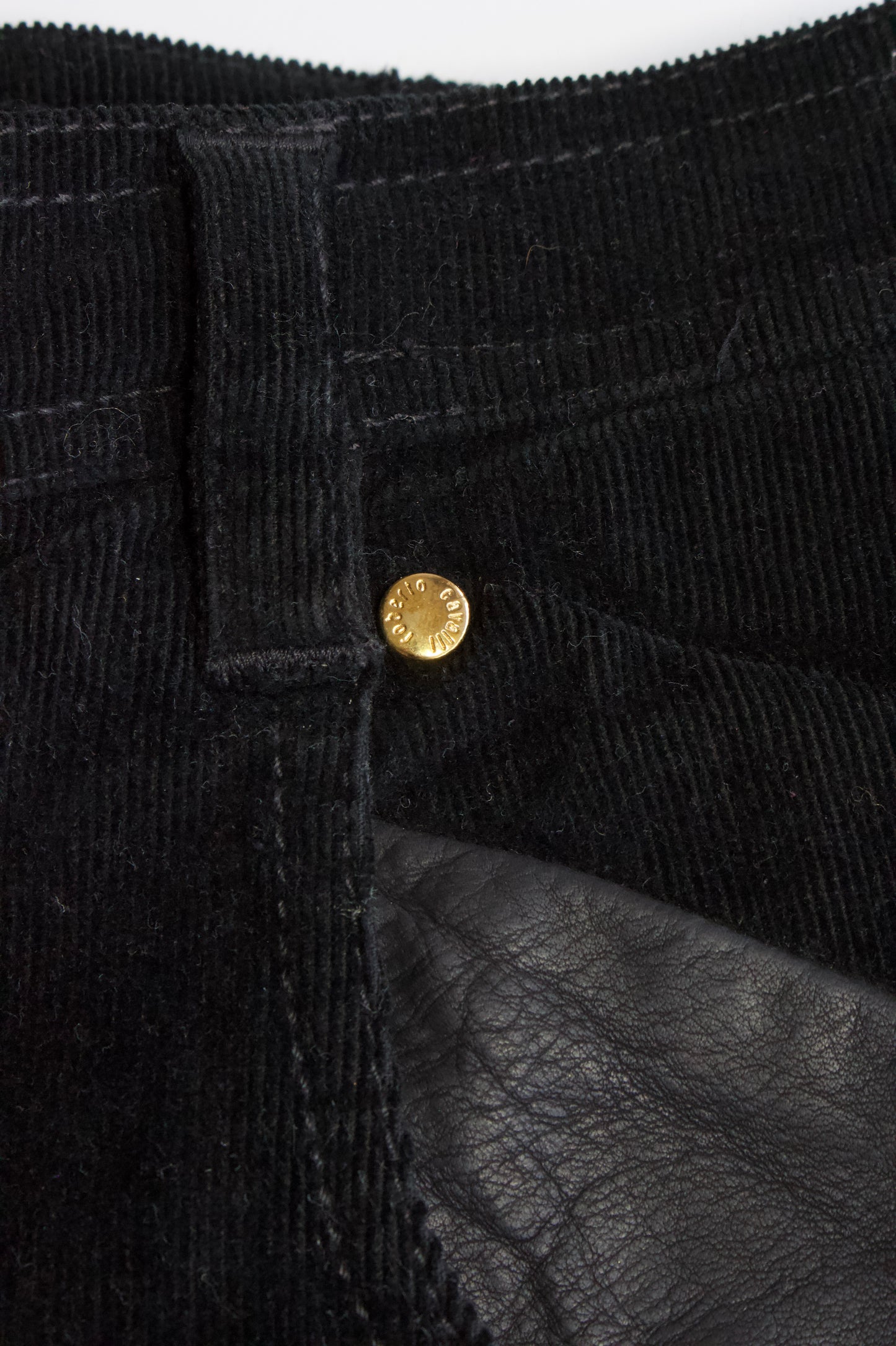 Roberto Cavalli SS 2003 black corduroy & leather capri