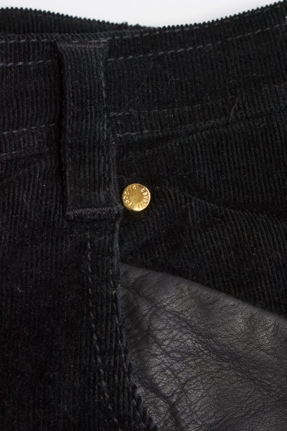 Roberto Cavalli SS 2003 black corduroy & leather capri