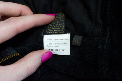 Roberto Cavalli SS 2003 black corduroy & leather capri