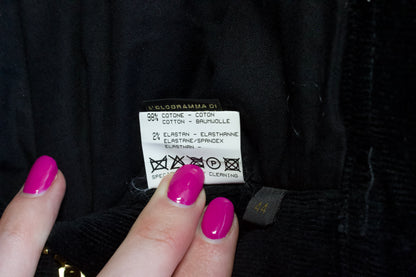 Roberto Cavalli SS 2003 black corduroy & leather capri