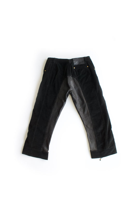 Roberto Cavalli SS 2003 black corduroy & leather capri