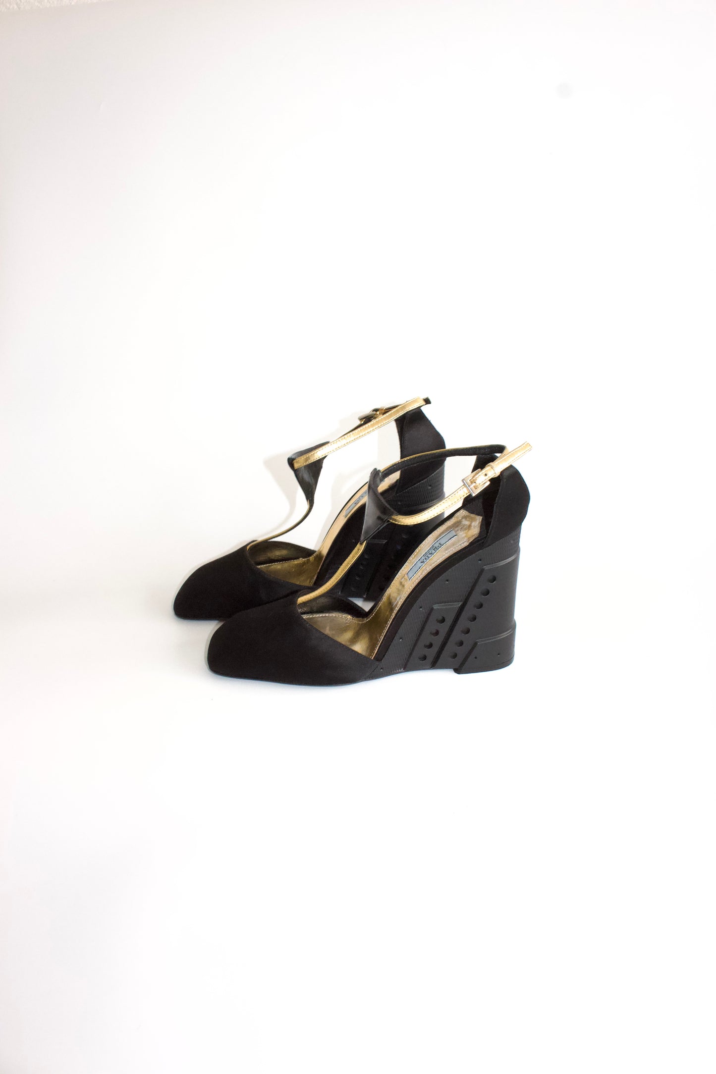 Prada FW 2014 black satin wedges