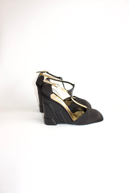 Prada FW 2014 black satin wedges