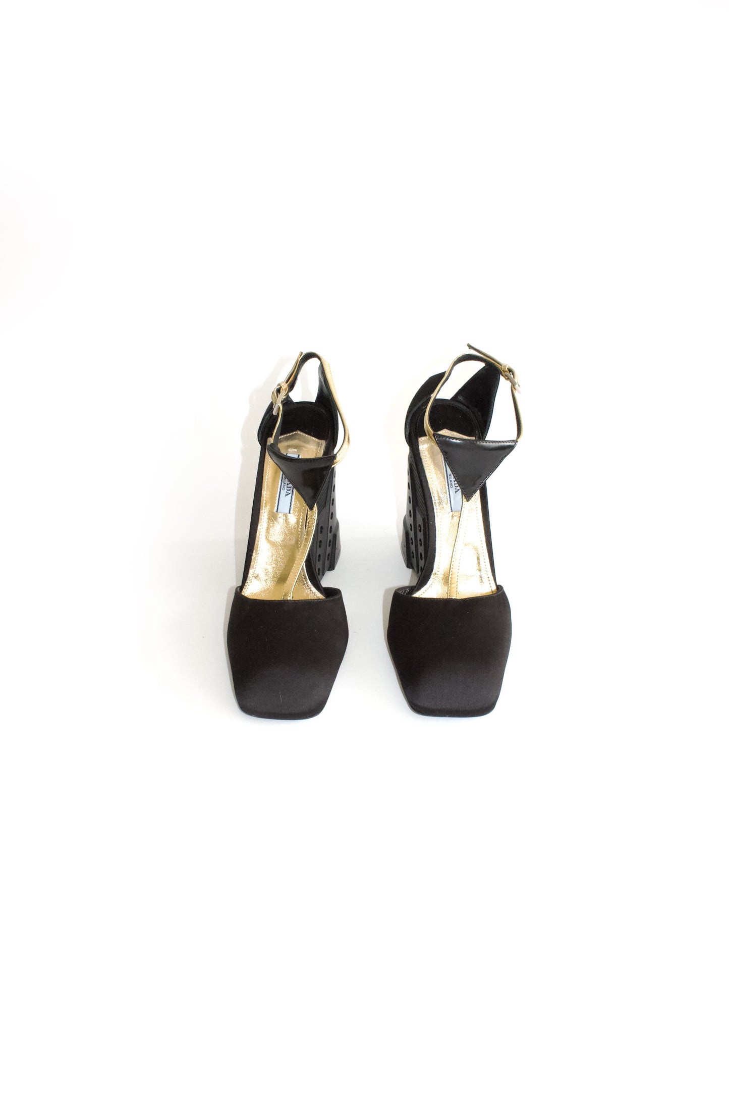 Prada FW 2014 black satin wedges
