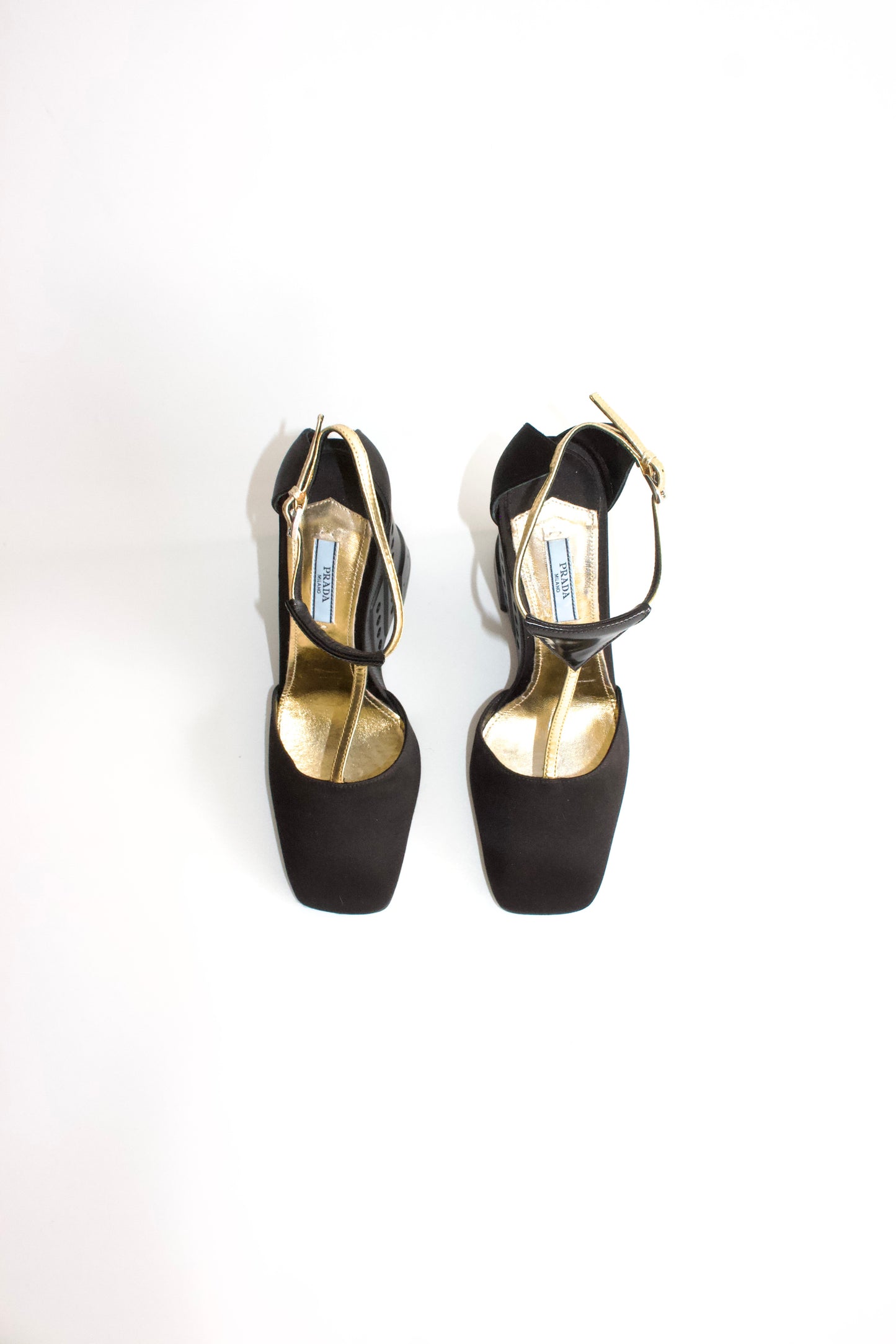 Prada FW 2014 black satin wedges