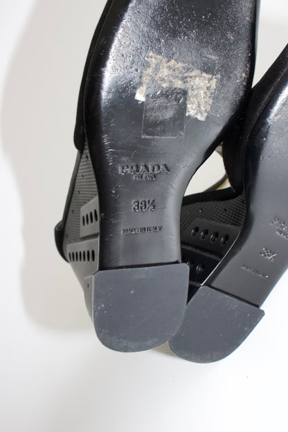 Prada FW 2014 black satin wedges