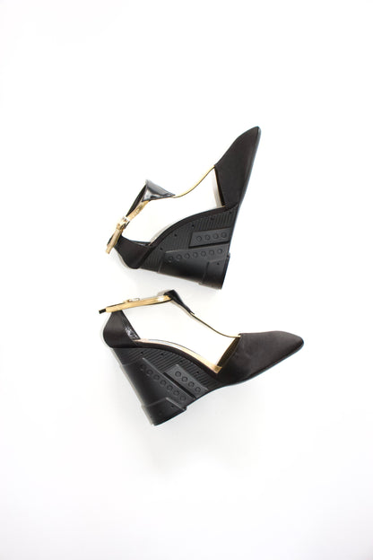 Prada FW 2014 black satin wedges