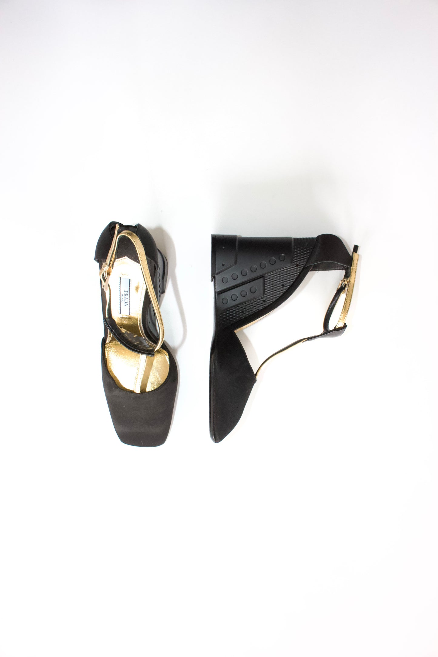 Prada FW 2014 black satin wedges