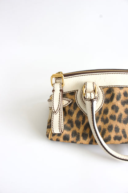 Roberto Cavalli cheetah print canvas handbag