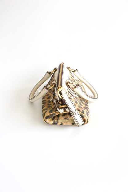 Roberto Cavalli cheetah print canvas handbag