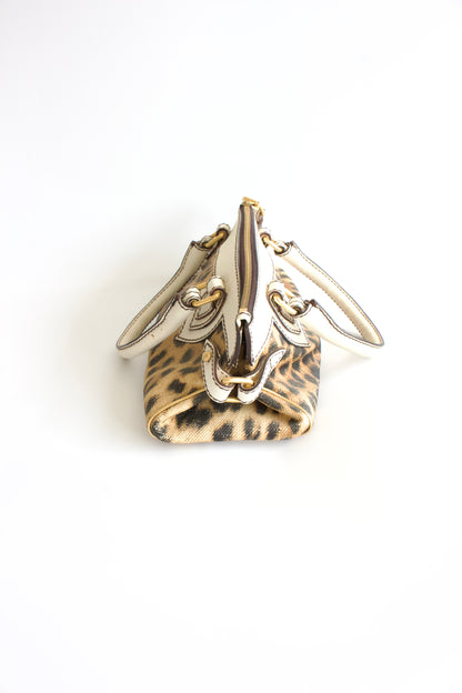 Roberto Cavalli cheetah print canvas handbag