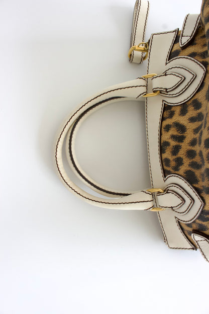 Roberto Cavalli cheetah print canvas handbag