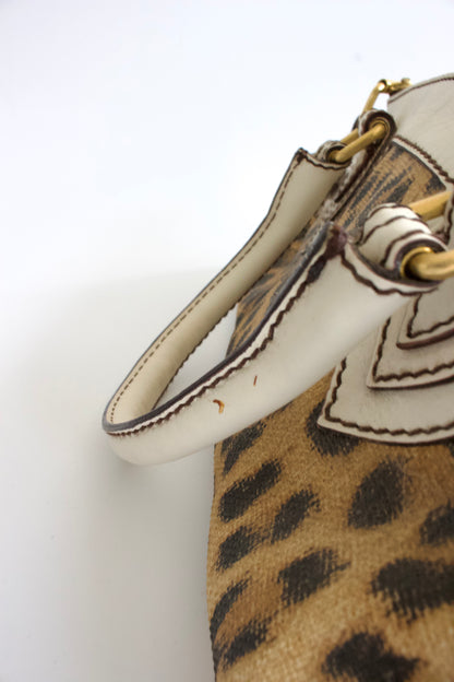 Roberto Cavalli cheetah print canvas handbag