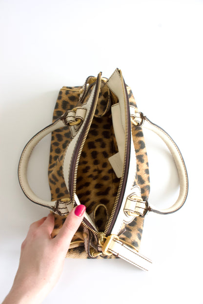 Roberto Cavalli cheetah print canvas handbag