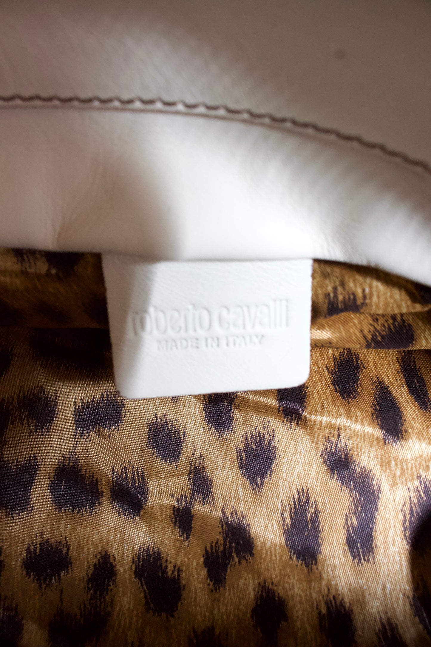 Roberto Cavalli cheetah print canvas handbag