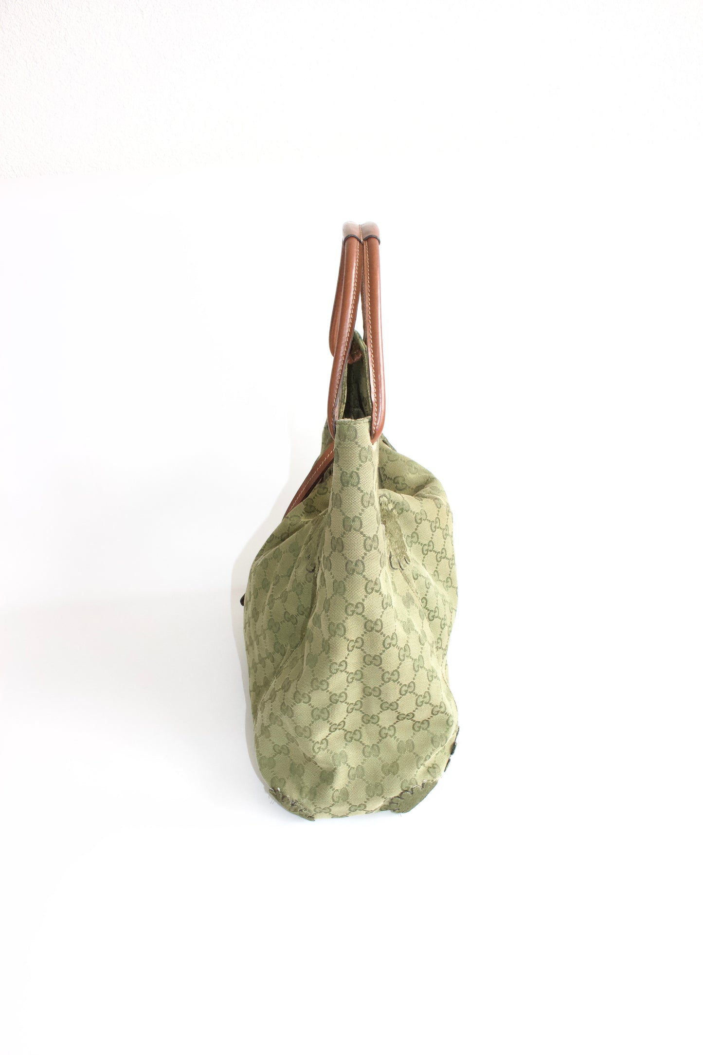 Gucci 2000s green canvas monogram hobo bag