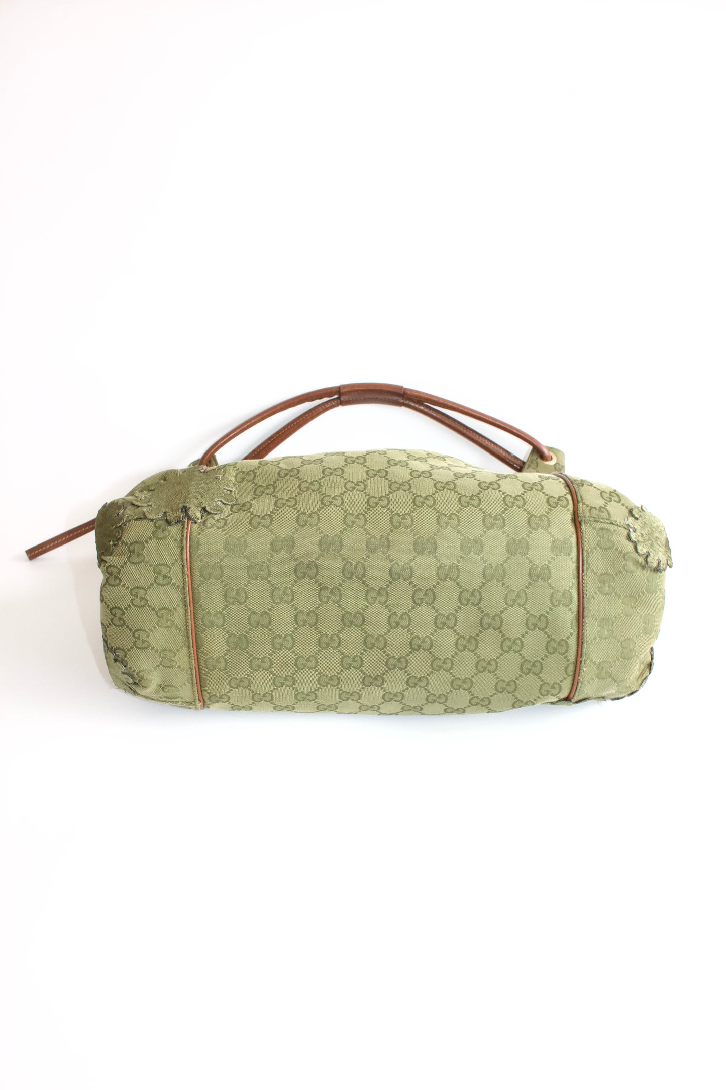 Gucci 2000s green canvas monogram hobo bag