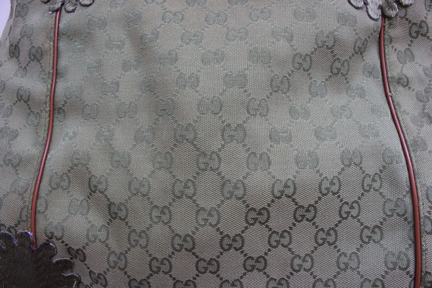 Gucci 2000s green canvas monogram hobo bag