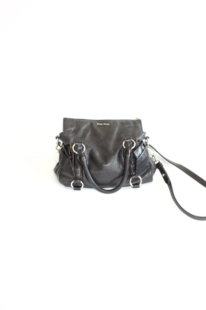 Miu Miu black Vittelo leather mini  'Bow' bag