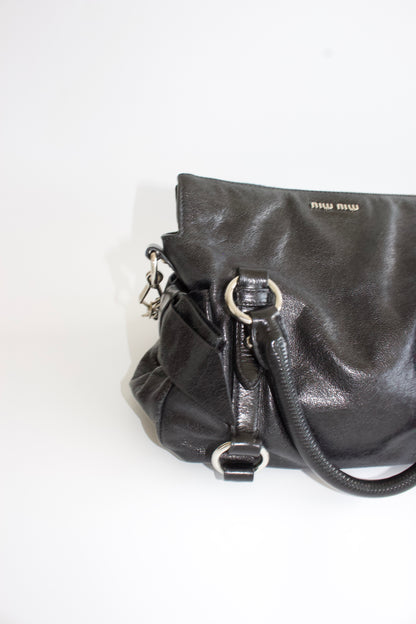 Miu Miu black Vittelo leather mini  'Bow' bag