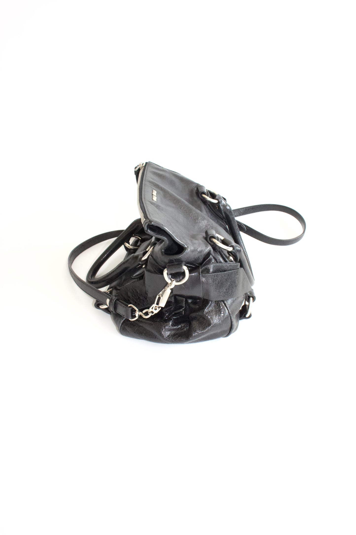 Miu Miu black Vittelo leather mini  'Bow' bag