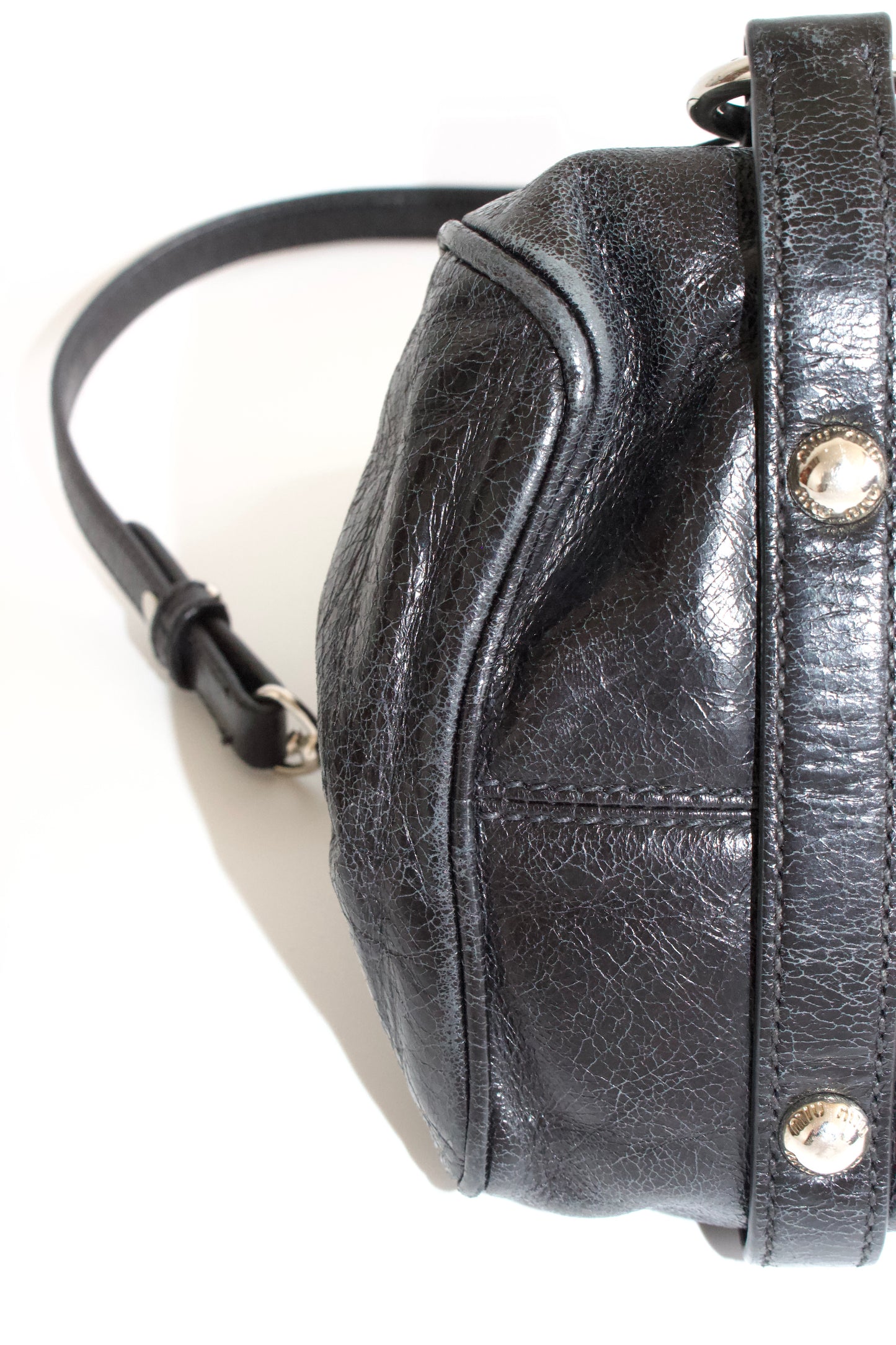 Miu Miu black Vittelo leather mini  'Bow' bag