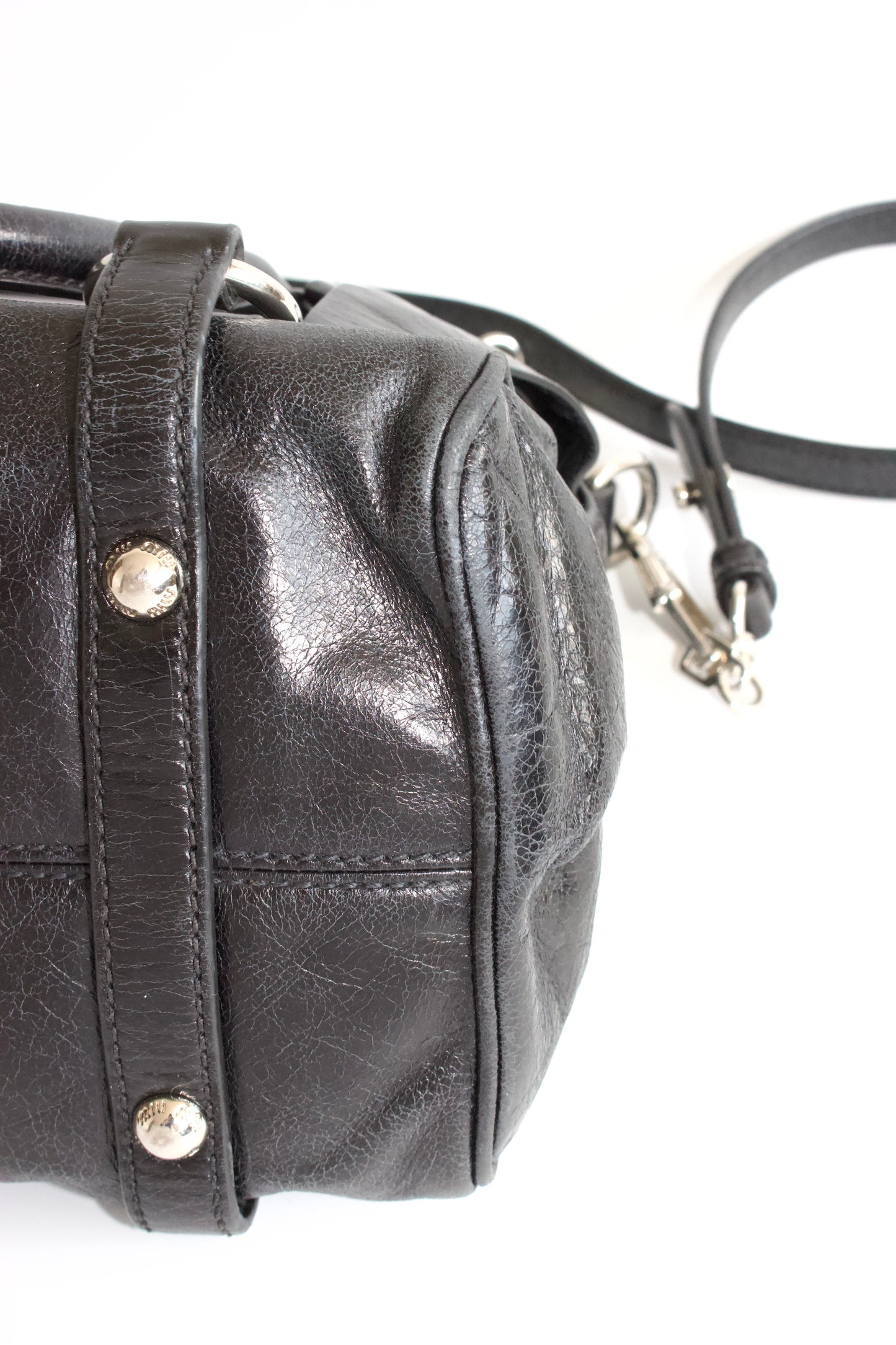 Miu Miu black Vittelo leather mini  'Bow' bag