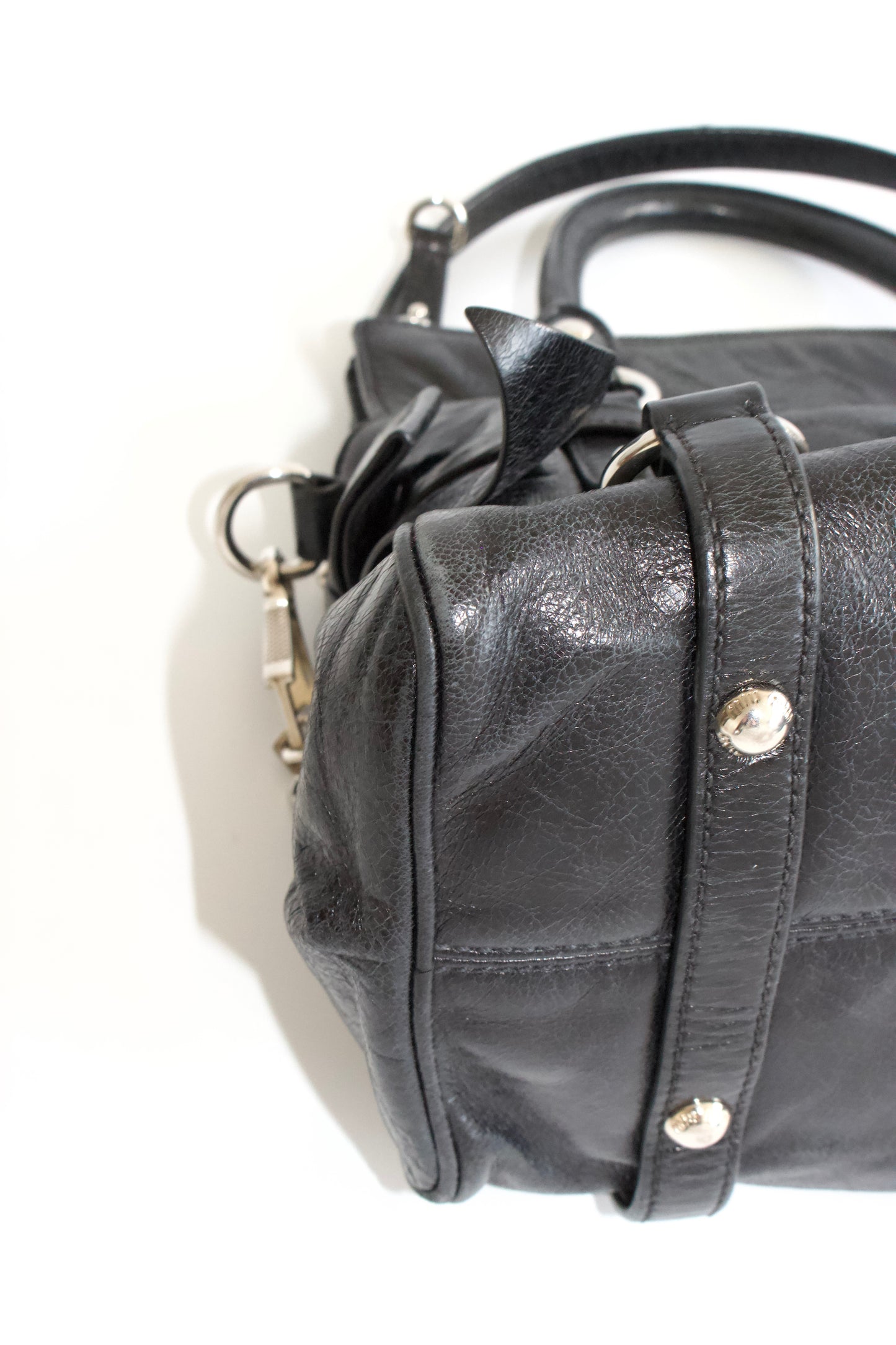 Miu Miu black Vittelo leather mini  'Bow' bag