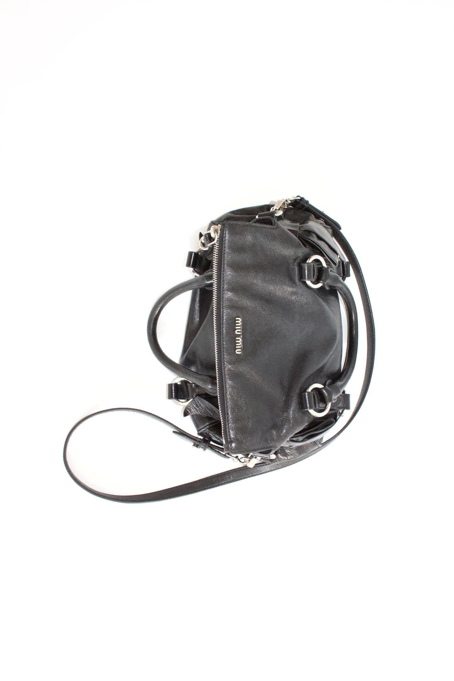 Miu Miu black Vittelo leather mini  'Bow' bag