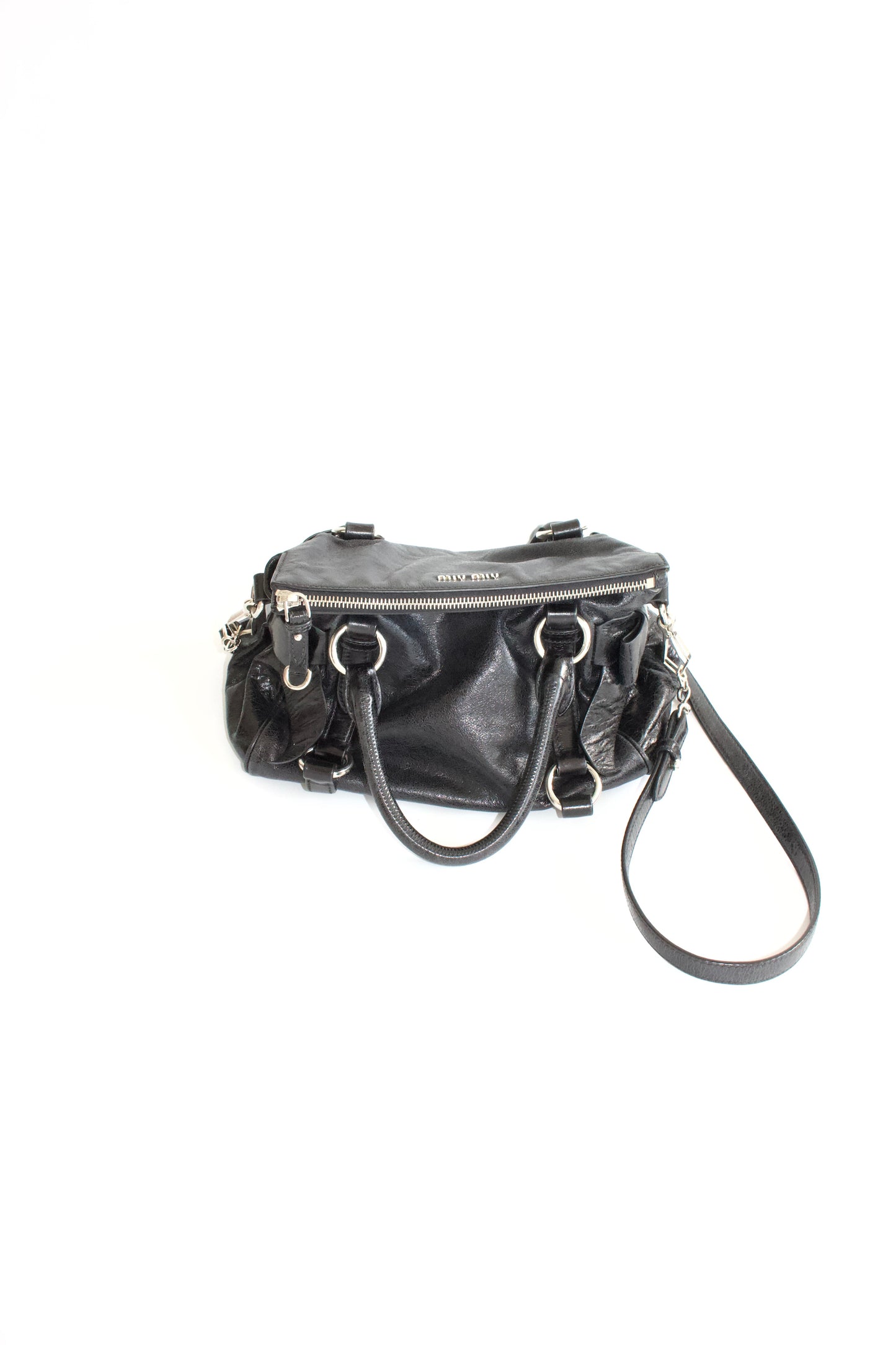 Miu Miu black Vittelo leather mini  'Bow' bag