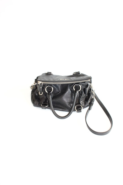 Miu Miu black Vittelo leather mini  'Bow' bag