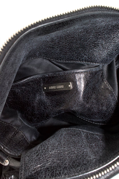 Miu Miu black Vittelo leather mini  'Bow' bag