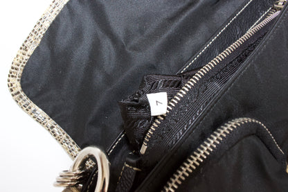 Prada FW 2004 black nylon & python pocket handbag