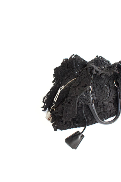 Prada FW 2008 black Lace Pizzo S Bowler handbag