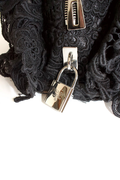 Prada FW 2008 black Lace Pizzo S Bowler handbag