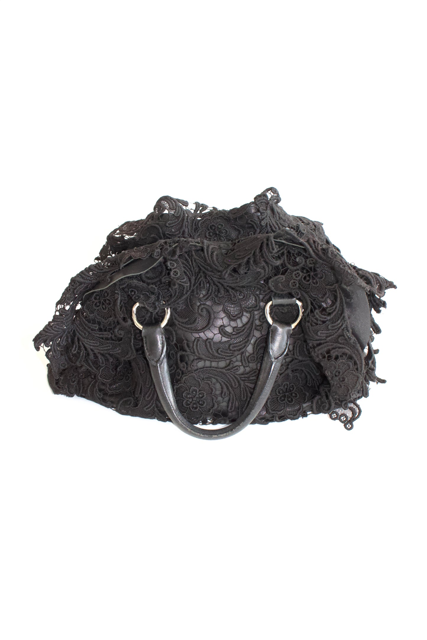 Prada FW 2008 black Lace Pizzo S Bowler handbag