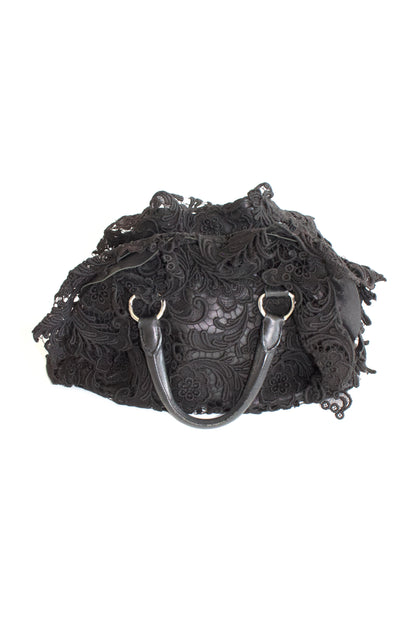 Prada FW 2008 black Lace Pizzo S Bowler handbag