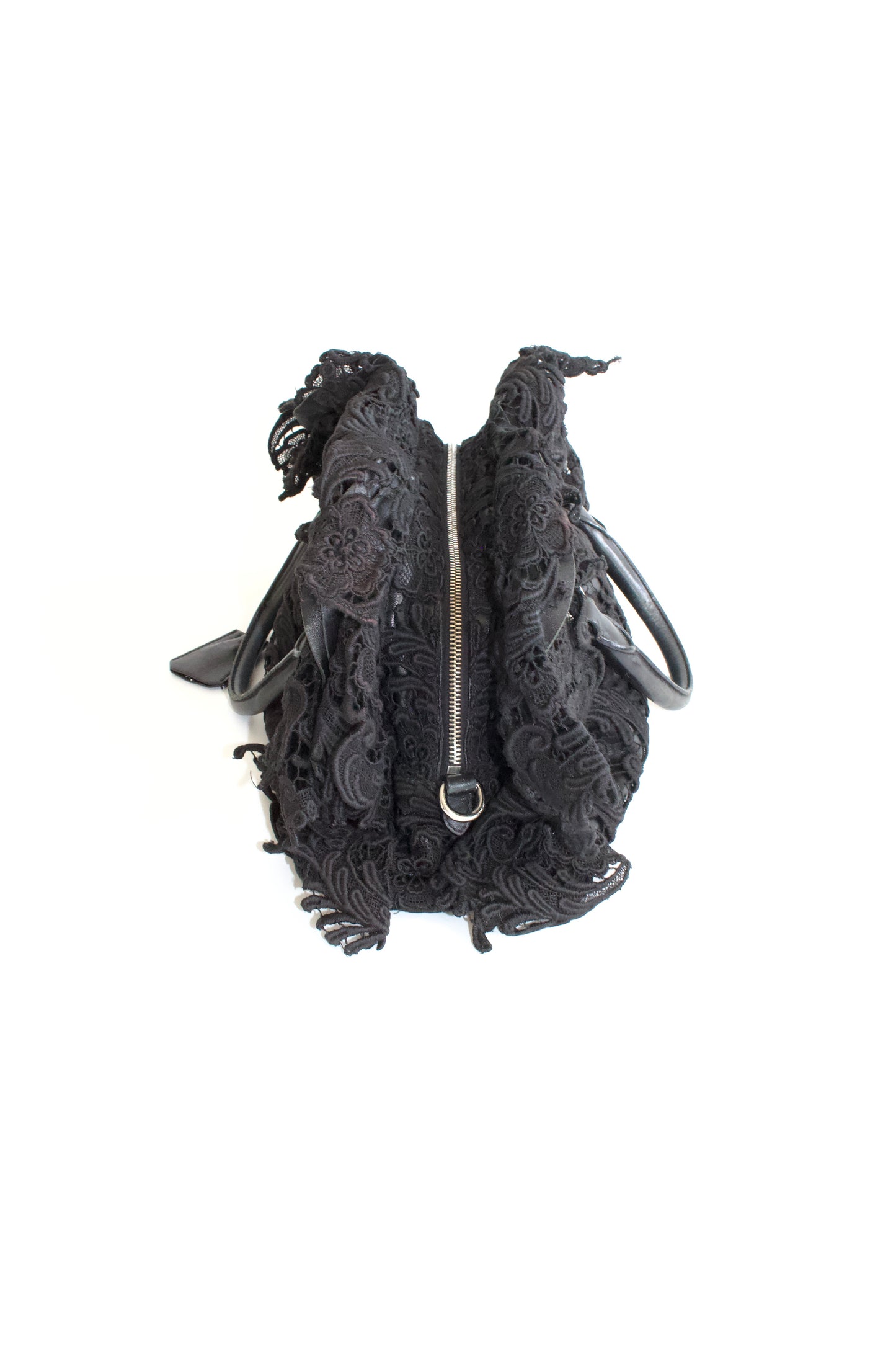 Prada FW 2008 black Lace Pizzo S Bowler handbag