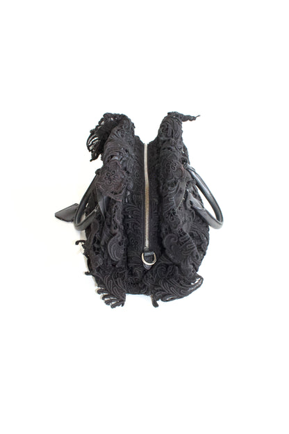 Prada FW 2008 black Lace Pizzo S Bowler handbag