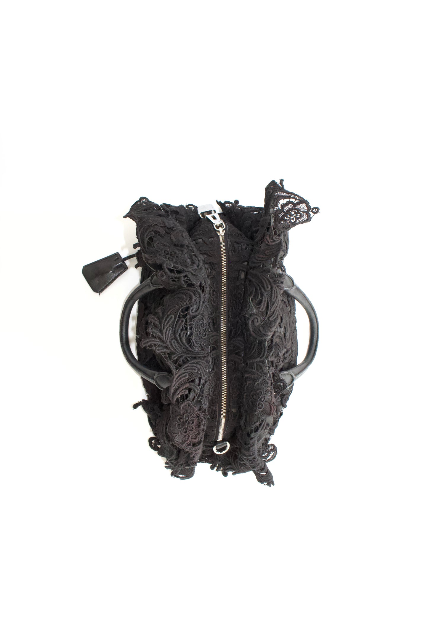 Prada FW 2008 black Lace Pizzo S Bowler handbag