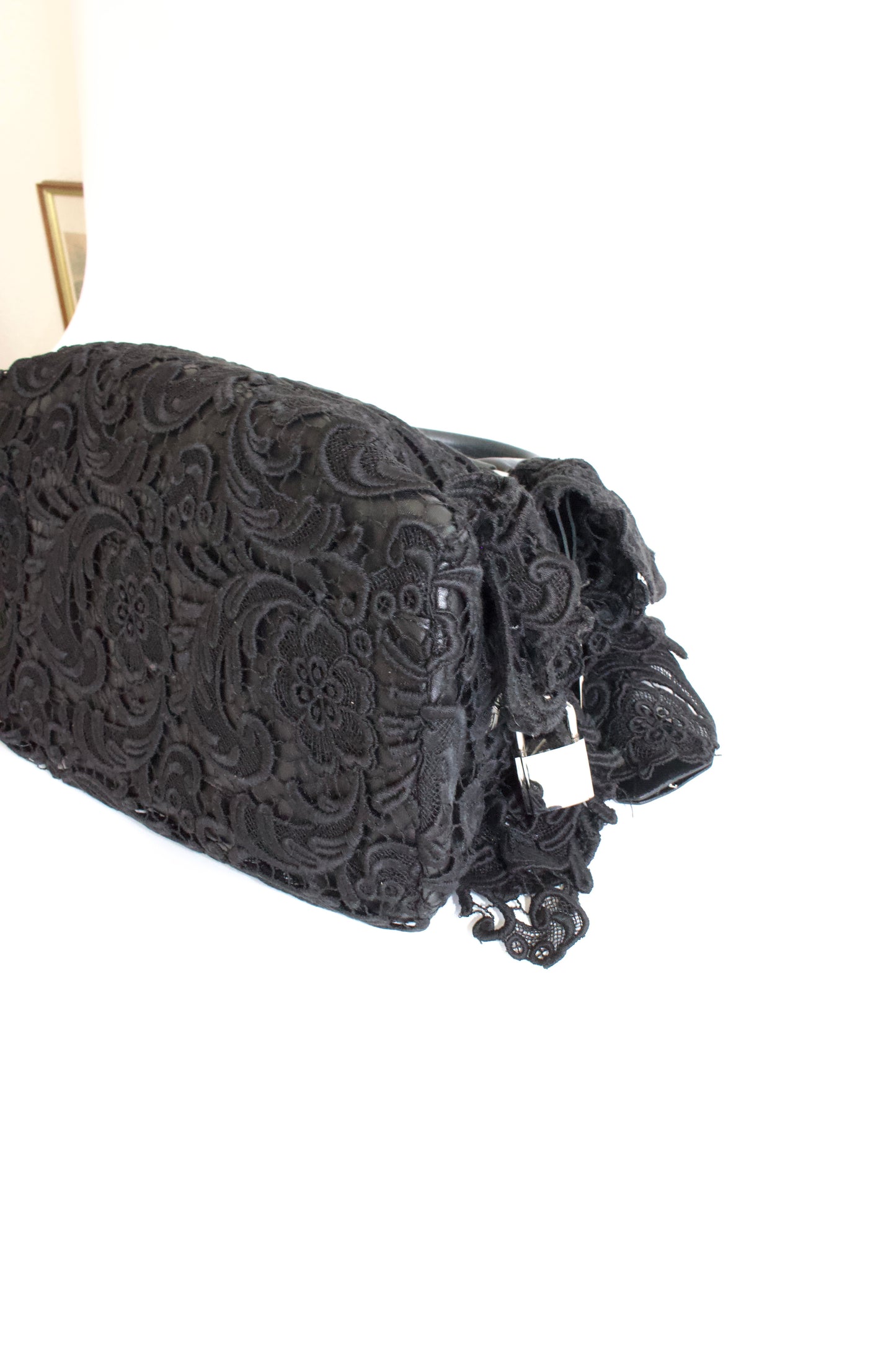 Prada FW 2008 black Lace Pizzo S Bowler handbag