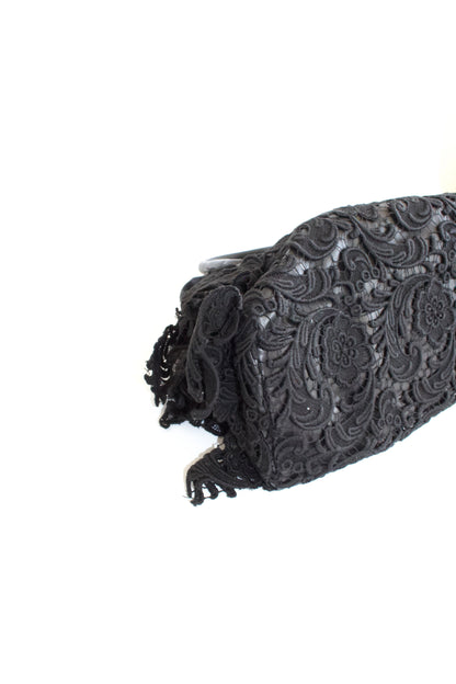 Prada FW 2008 black Lace Pizzo S Bowler handbag